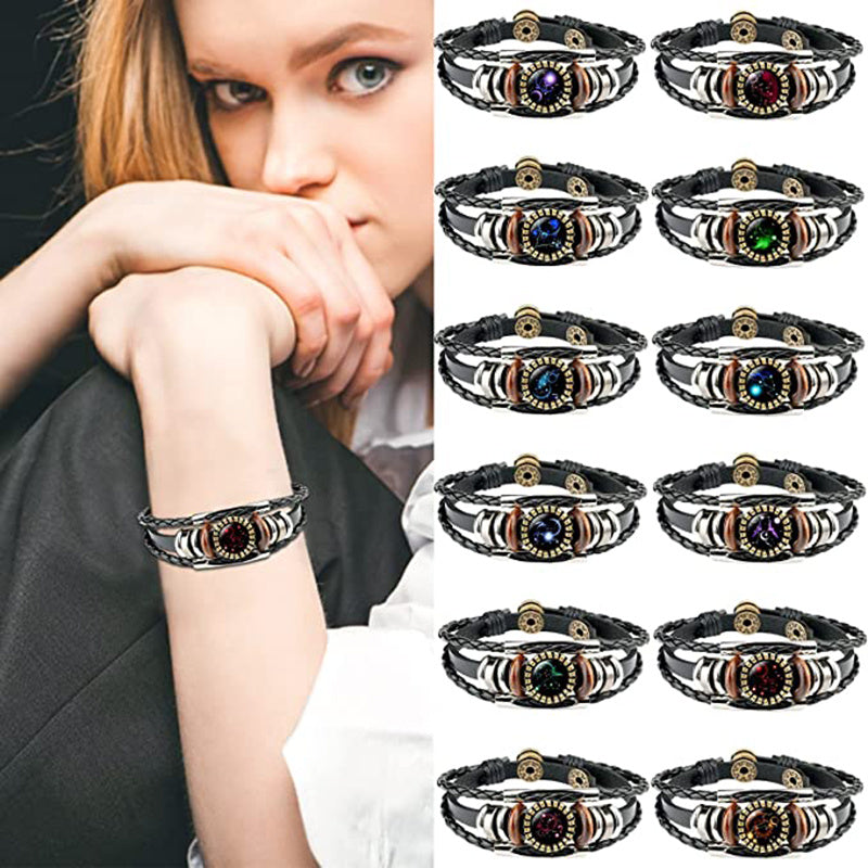 Zodiac Sign Leather Bracelets