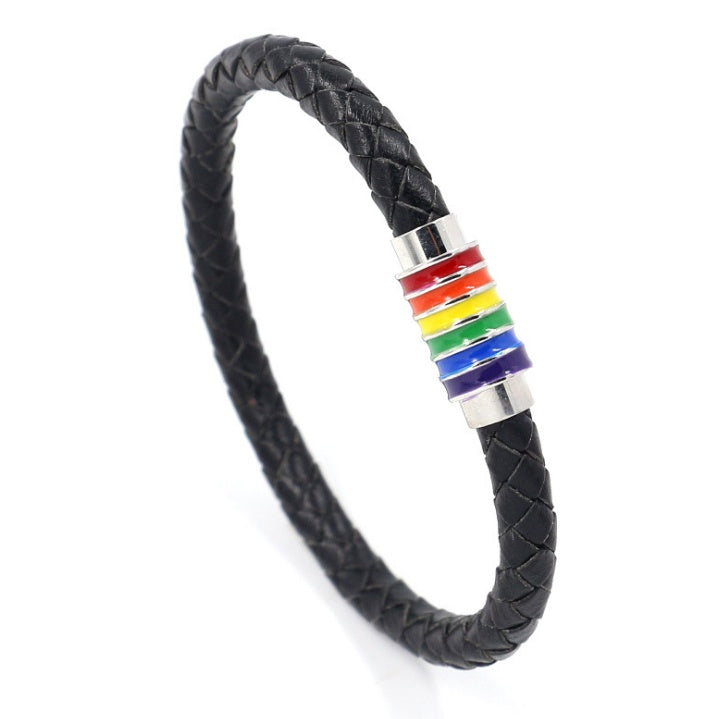 LGBTQ+ leather bracelet