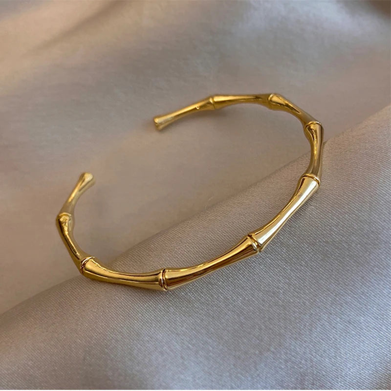 Stainless Steel Temperament Bamboo Open Thin Bangle