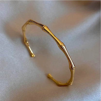 Stainless Steel Temperament Bamboo Open Thin Bangle