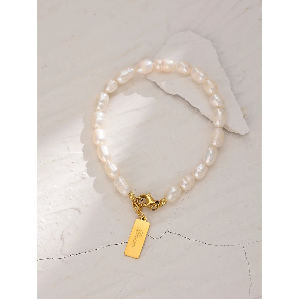 Stainless Steel Natural Pearl Bracelet - Charm Quest