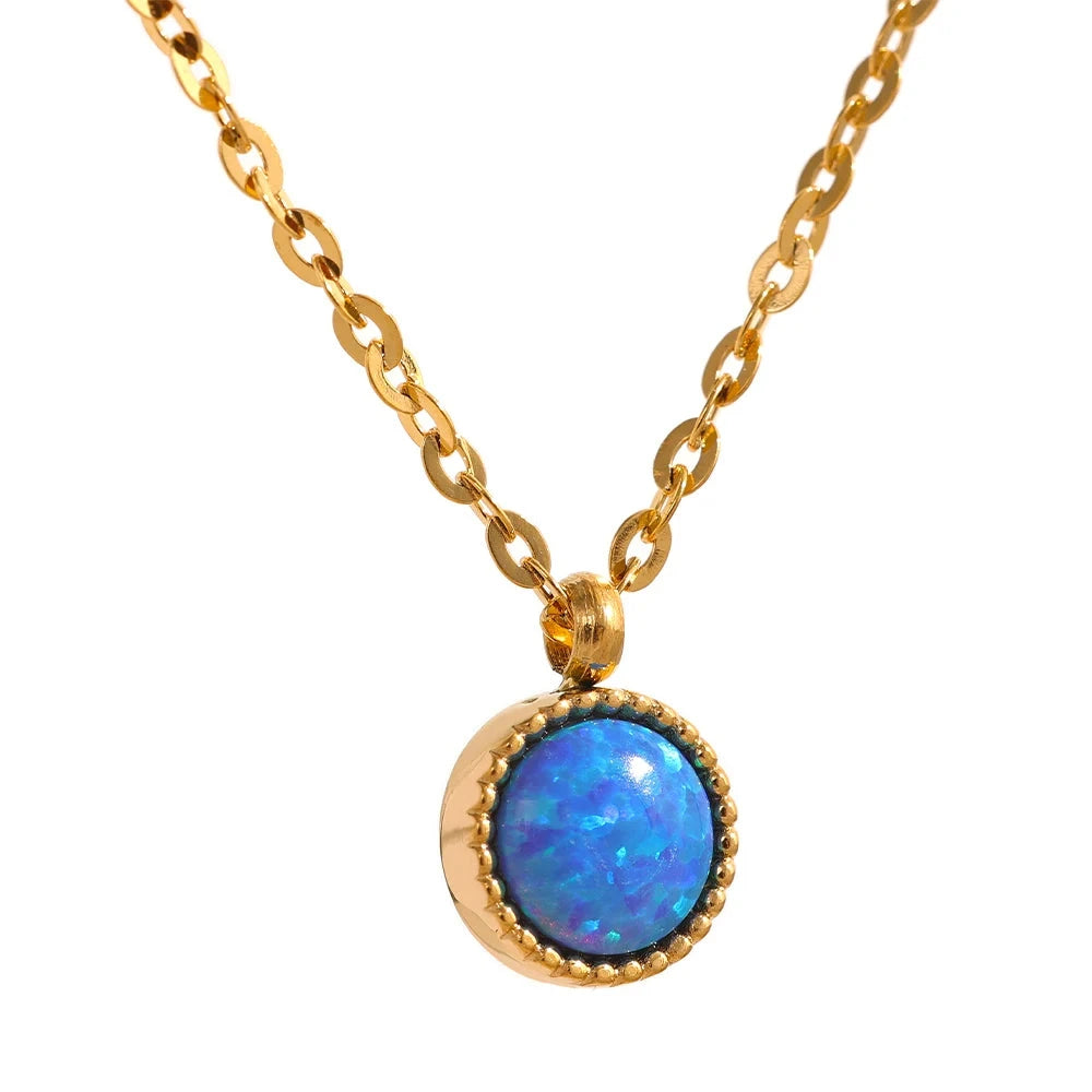 Blue Opal Natural Stone Small Pendant - Charm Quest