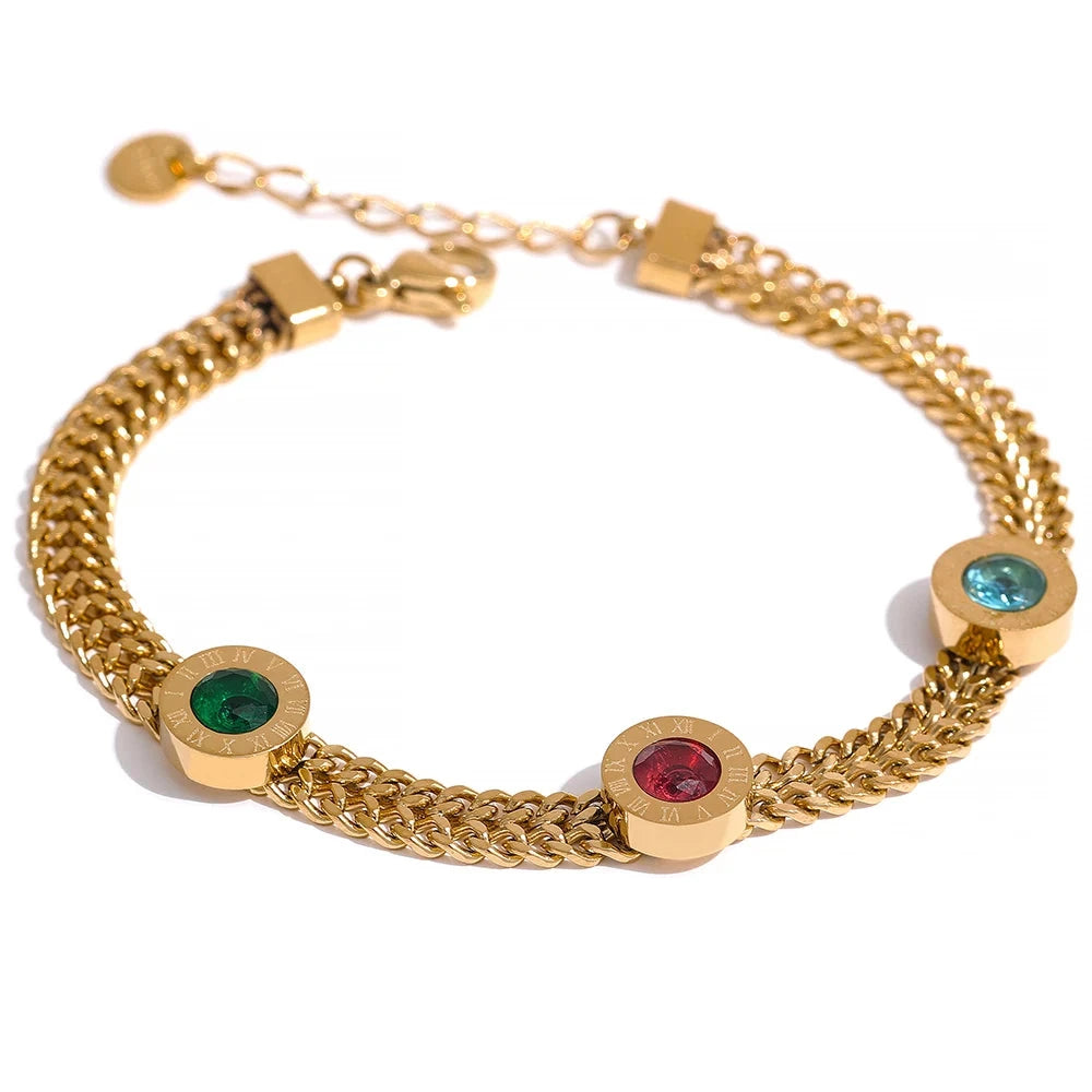 Gold Color Cuban Chain CZ Bracelet - Charm Quest