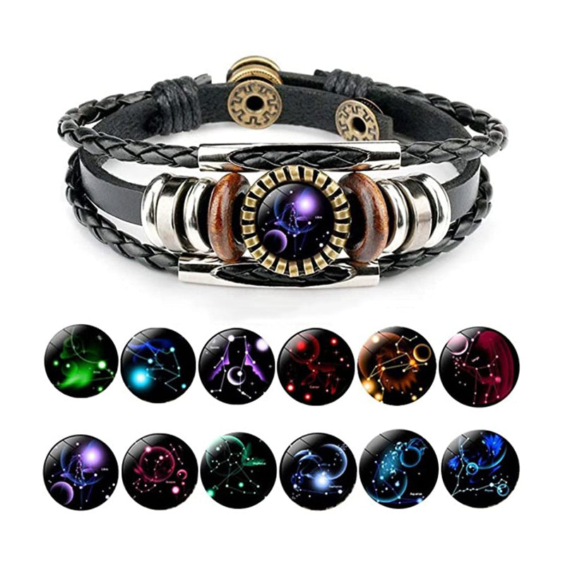 Zodiac Sign Leather Bracelets