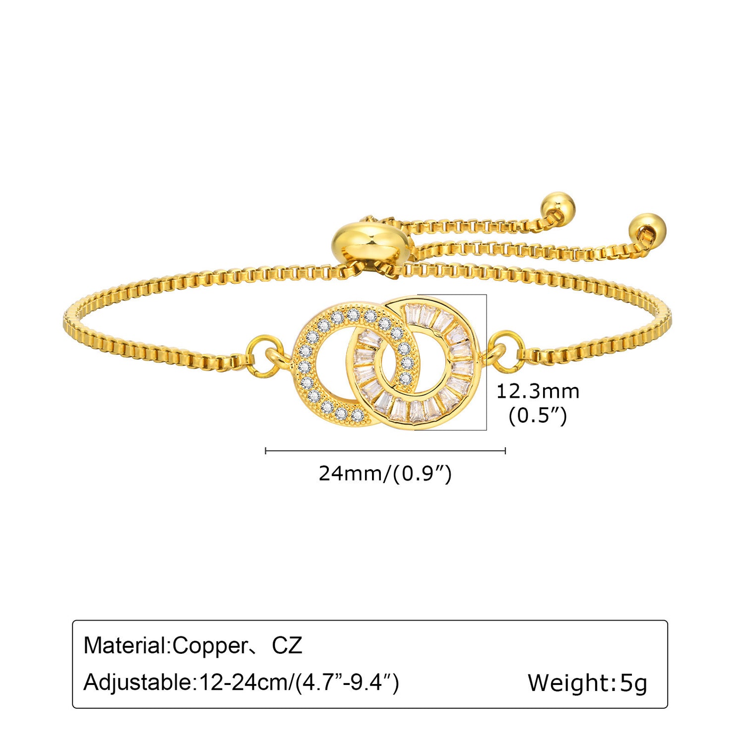 Adjustable Double-layer Zircon Bracelet For Women